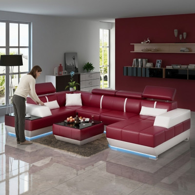 Designer Canapé + USB, Polster Garnitur Liederkanapé Sofas Neiwunnlandschafteckcouch