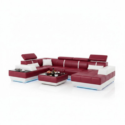 Designer Canapé + USB, Polster Garnitur Liederkanapé Sofas Neiwunnlandschafteckcouch