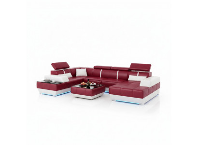 Designer Canapé + USB, Polster Garnitur Liederkanapé Sofas Neiwunnlandschafteckcouch