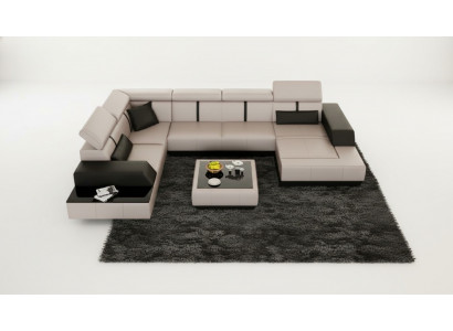 Ledersofa + USB Wunnlandschaft Sofa Ecksofa Eck Ledercouch Poster Eck Couch Nei