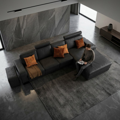 Exklusiv Ledercouch am Eckstil Stilvollen Design fir zeitlos Eleganz
