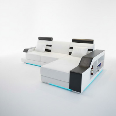 Ledersofa mat USB Wunnlandschaft Ecksofa Eckgarnitur Design Modern Sofa L6016E