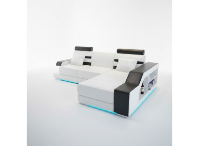Ledersofa mat USB Wunnlandschaft Ecksofa Eckgarnitur Design Modern Sofa L6016E
