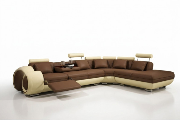 Ledersofa mat USB Wunnlandschaft Ecksofa Eck Garnitur Design Modern Sofa A1163C