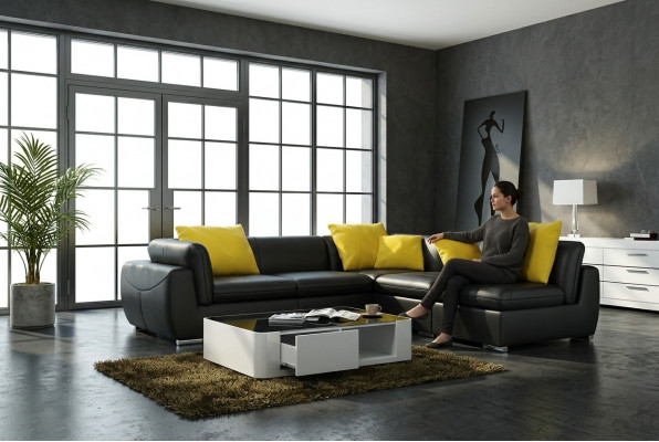 Ledercouch mat USB Wunnlandschaft Eckcouch Eckgarnitur Design Modern Couch F3014