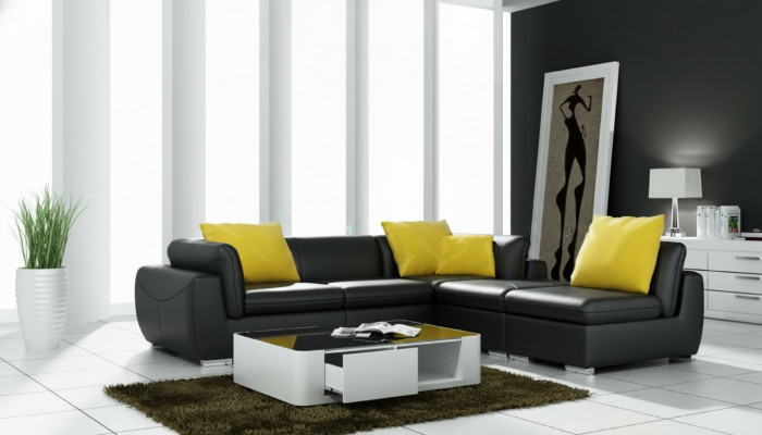 Ledercouch mat USB Wunnlandschaft Eckcouch Eckgarnitur Design Modern Couch F3014