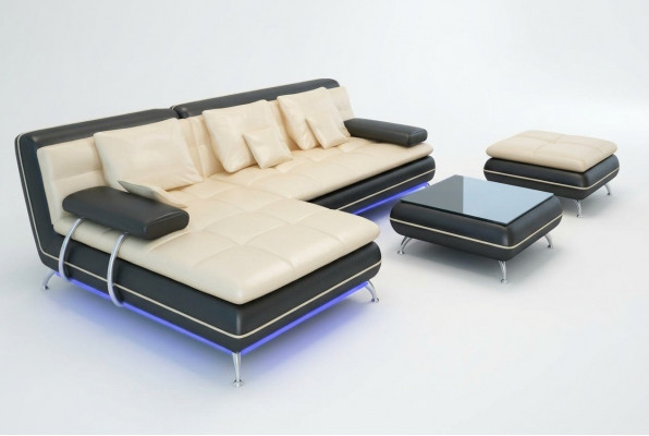 Ledercouch mat USB Wunnlandschaft Eckcouch Eck Garnitur Design Modern Couch F3015
