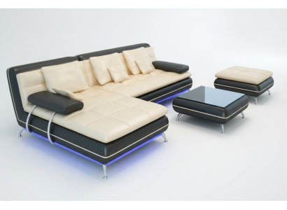 Ledercouch mat USB Wunnlandschaft Eckcouch Eck Garnitur Design Modern Couch F3015