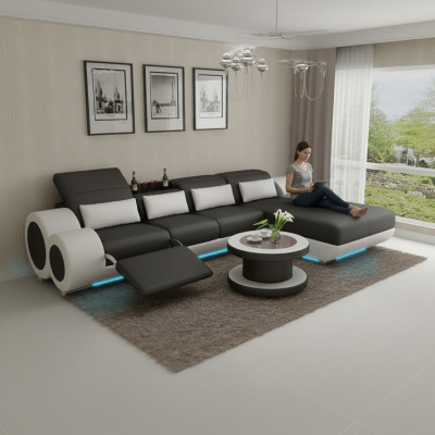 Ledercouch + USB Sofagarnitur Neie Ecksofa Eck Garnitur Design Modern Sofa G8035H