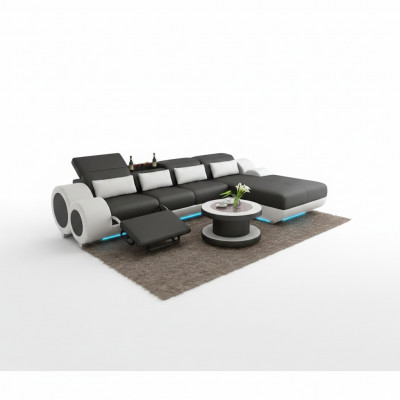 Ledercouch + USB Sofagarnitur Neie Ecksofa Eck Garnitur Design Modern Sofa G8035H