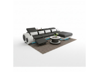 Ledercouch + USB Sofagarnitur Neie Ecksofa Eck Garnitur Design Modern Sofa G8035H