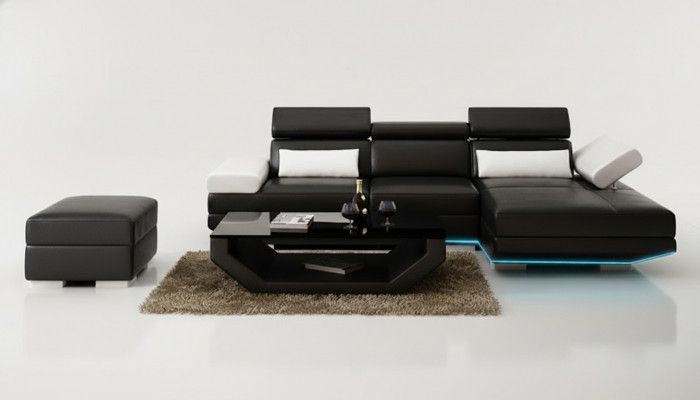 Ledercanapé L-Form + USB Wunnlandschaft Eckcanapé Garnitur Design Moderne Canapé K5009D