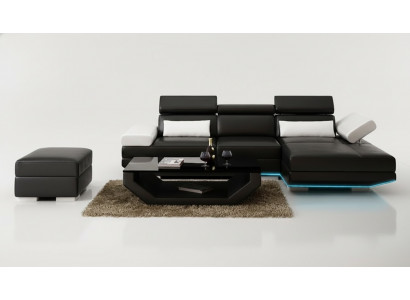 Ledercanapé L-Form + USB Wunnlandschaft Eckcanapé Garnitur Design Moderne Canapé K5009D