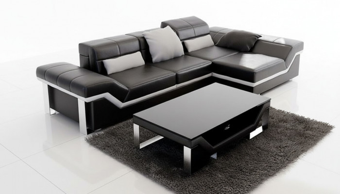 Ledercouch Sofa mat USB, Wunnlandschaft Ecksofa Garnitur Design Modern Sofa K5007F