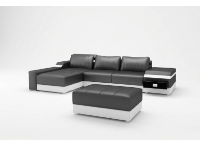Ecksofa + USB Eck Sofa Couch Polster Lieder Garnitur Wunnlandschaft Chaiselongue