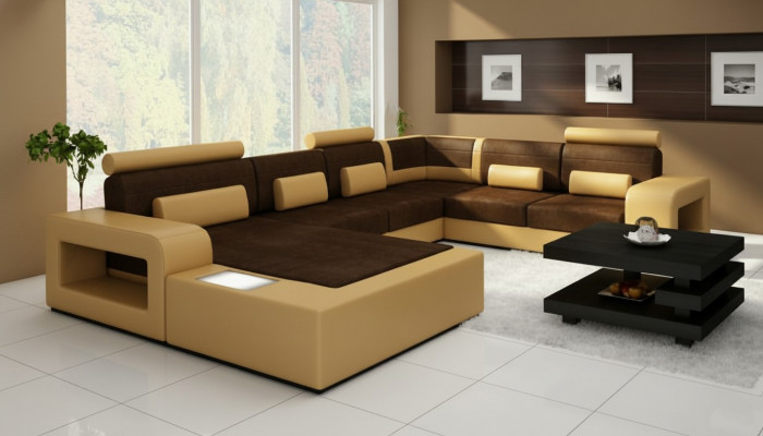 Wunnlandschaft Sofa mat USB Sofagarnitur Stoff Textil Lieder Sofa mat Beliichtung