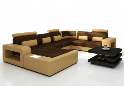 Wunnlandschaft Sofa mat USB Sofagarnitur Stoff Textil Lieder Sofa mat Beliichtung