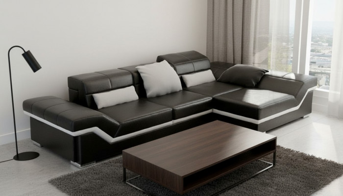 Lieder-Canapé Eckcanapé mat USB Canapé Garnitur Couch Wohnlandschaft Polster Canapé Nei