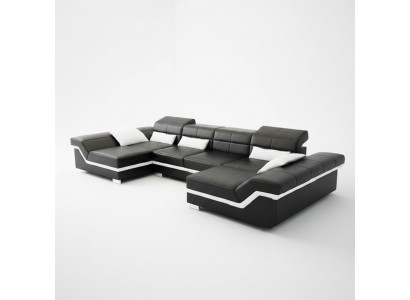 XXL Liederzofa mat USB Eckzofa Wunnlandschaft Grouss Couch Liederstill Polster Nei