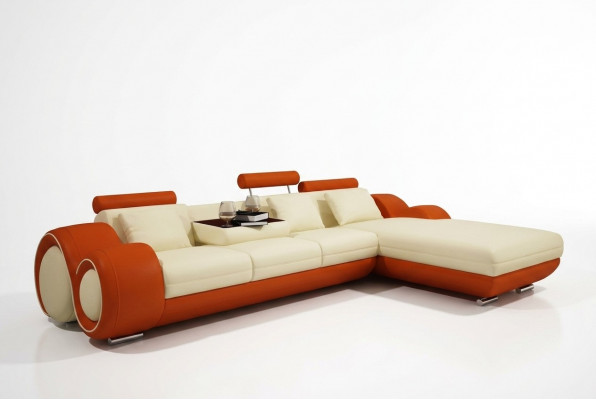 Ledercouch mat USB Wunnlandschaft Eckcouch Eck Garnitur Design Modern Sofa A1163E
