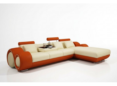 Ledercouch mat USB Wunnlandschaft Eckcouch Eck Garnitur Design Modern Sofa A1163E