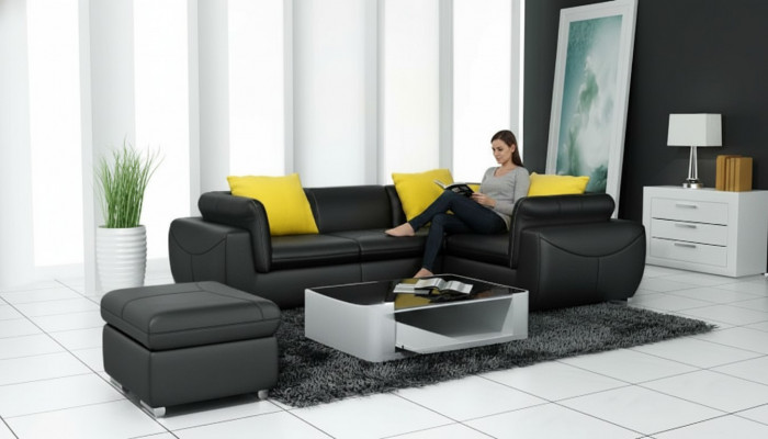 Ledersofa mat USB Wunnlandschaft Ecksofa Eck Garnitur Design Modern Sofa F3014C