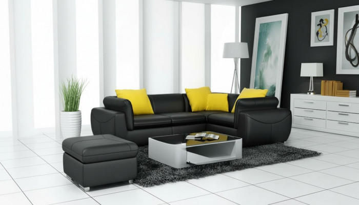 Ledersofa mat USB Wunnlandschaft Ecksofa Eck Garnitur Design Modern Sofa F3014C
