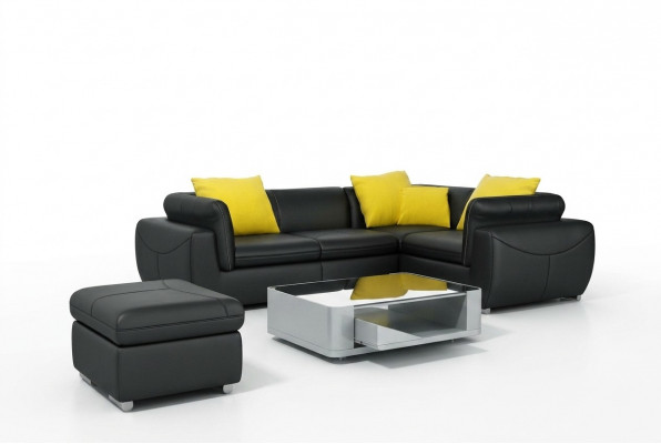 Ledersofa mat USB Wunnlandschaft Ecksofa Eck Garnitur Design Modern Sofa F3014C