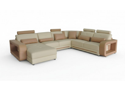 Eck Couch + USB Polster Eck Wunnzëmmer Landschaft Designer Canapéën Textil A1135