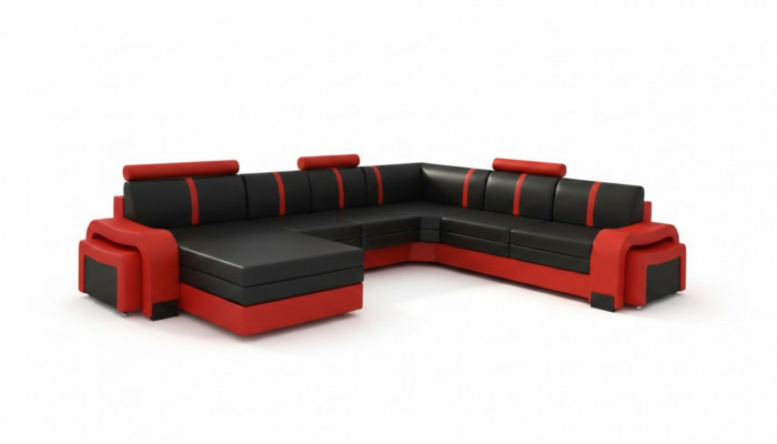 Ecksofa Eckcouch NEI Wunnlandschaft Sofa Polster Ledersofa mat USB Ledergarnitur