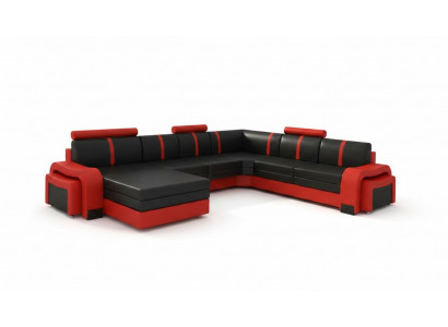Ecksofa Eckcouch NEI Wunnlandschaft Sofa Polster Ledersofa mat USB Ledergarnitur