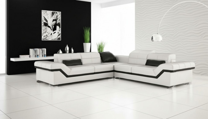 XXL Lieder Canapé Wunnlandschaft Couch Design Sofa mat USB Ecksofa Sofagarnitur Wäiss