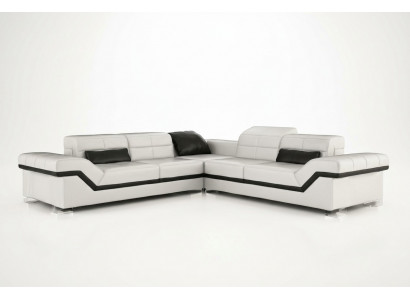 XXL Lieder Canapé Wunnlandschaft Couch Design Sofa mat USB Ecksofa Sofagarnitur Wäiss