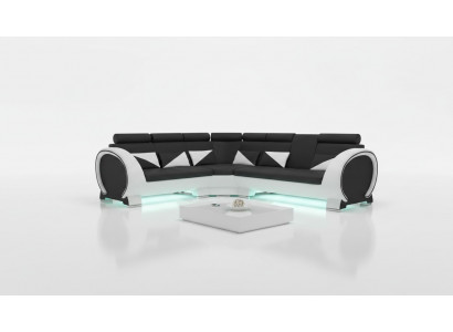 Eckcouch mat USB Ledersofa Ledergarnitur Ecksofa Design Sofa Lieder Couch "VIGO"