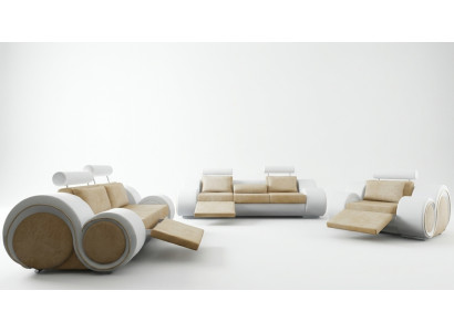 DESIGNER SOFA+USB SOFAGARNITUR 3/2/1 Sëtz RELAX CANAPÉI POLSTERGARNITUR TEXTIL