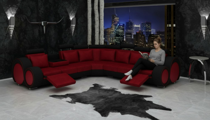 Textil Sofa USB Designer Sofas Canapé Eckgarnitur Eckcouch Polster Wunnlandschaft