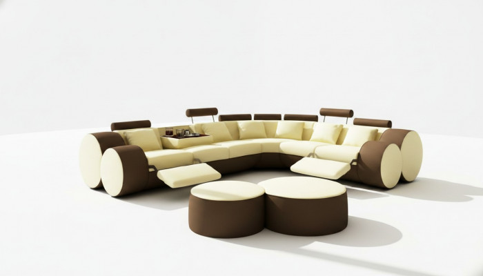 Designer-Ledersofa+USB Ecke Couch Ledersofa Sofa Wunnlandschaft Made In EU
