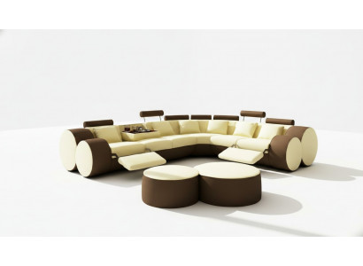 Designer-Ledersofa+USB Ecke Couch Ledersofa Sofa Wunnlandschaft Made In EU