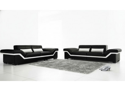 Ledercouch USB Sofa 3+3 Plazen Design Sofa Polster Lieder Garnitur Canapé