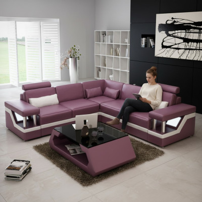 XXL Liederdivan mat USB Garnitur Wunnlandschaft Eckcouch Lieder Ecksofa HAMBURG II