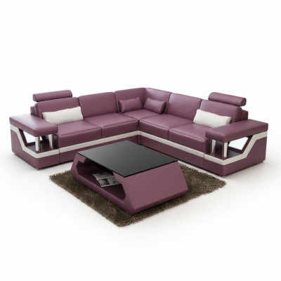 XXL Liederdivan mat USB Garnitur Wunnlandschaft Eckcouch Lieder Ecksofa HAMBURG II
