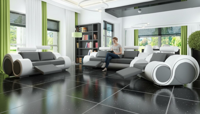 Lieder Sofa Sofagarnitur 321 Sitz USB Canapé-Garnitur Polsterung-Garnitur BERLIN Canapé