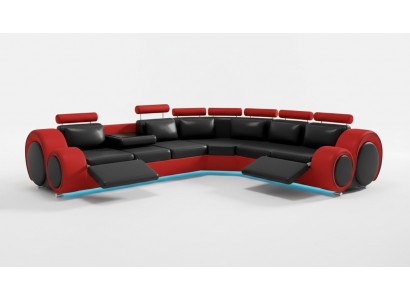 Lieder Sofa mat USB Design Sofa Ledercouch Wunnlandschaft Eckcouch "BERLIN"
