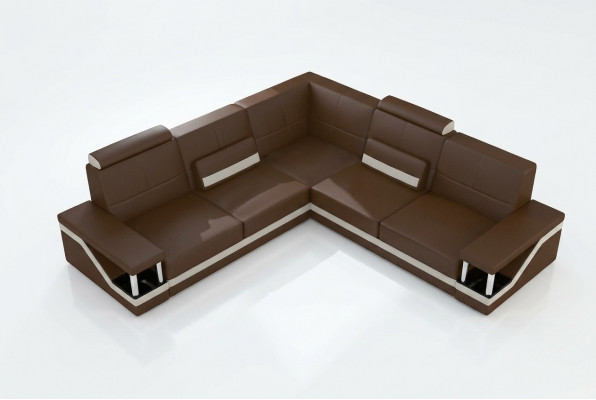 Ledersofa Eckcouch Sofa + USB Poster Eckgarnitur Sofaen Stoff Lieder Garnitur Neit
