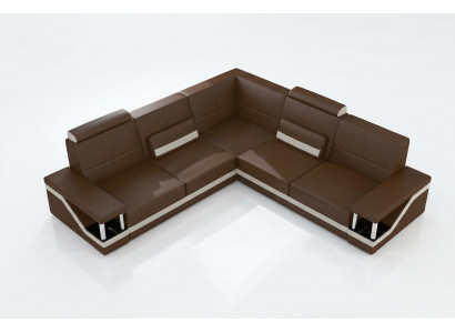 Ledersofa Eckcouch Sofa + USB Poster Eckgarnitur Sofaen Stoff Lieder Garnitur Neit