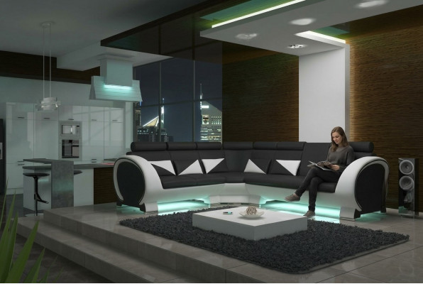 Designer Ecksofa Wunnderlag Sofa + USB Polster Garnitur Lounge Sofas Canapéen