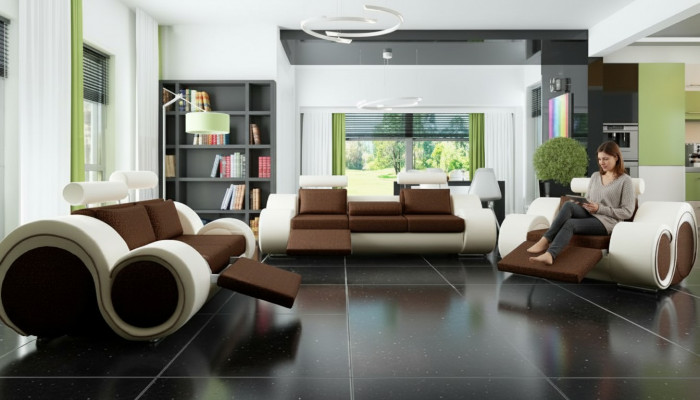 Designer Sofa-Garnitur 3+2+1 mat USB Polster Sofa Garnituren Brong Couch Set