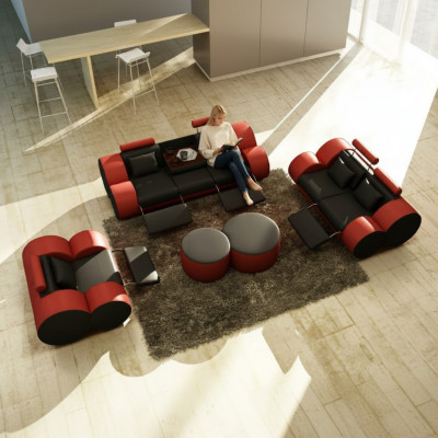 Lieder Canapé 3+2+1 Sëtzer mat USB Relax Canapé Sofagarniture Polestergarniture MADRID