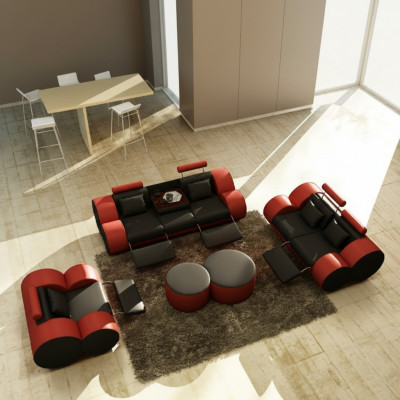 Lieder Canapé 3+2+1 Sëtzer mat USB Relax Canapé Sofagarniture Polestergarniture MADRID
