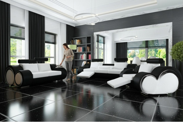 Sofagassett + USB Këssen 3+2+1 Sofa Garnitur Designer Lounge Relax Këssel Set